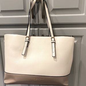 Cream and tan handbag